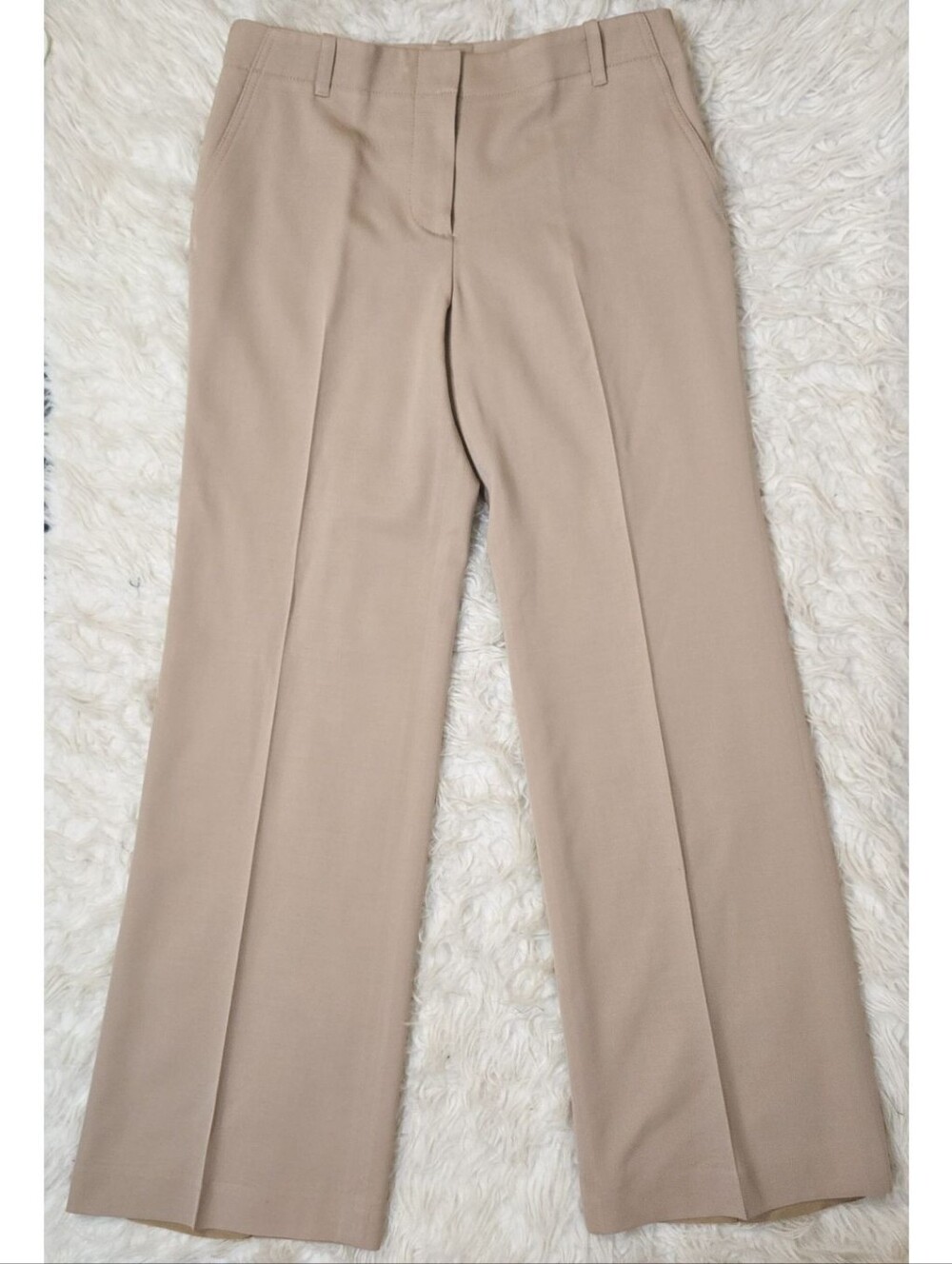 J Crew 100% Wool Pants Straight Leg Favorite Fit Classic Tan Quiet Luxury